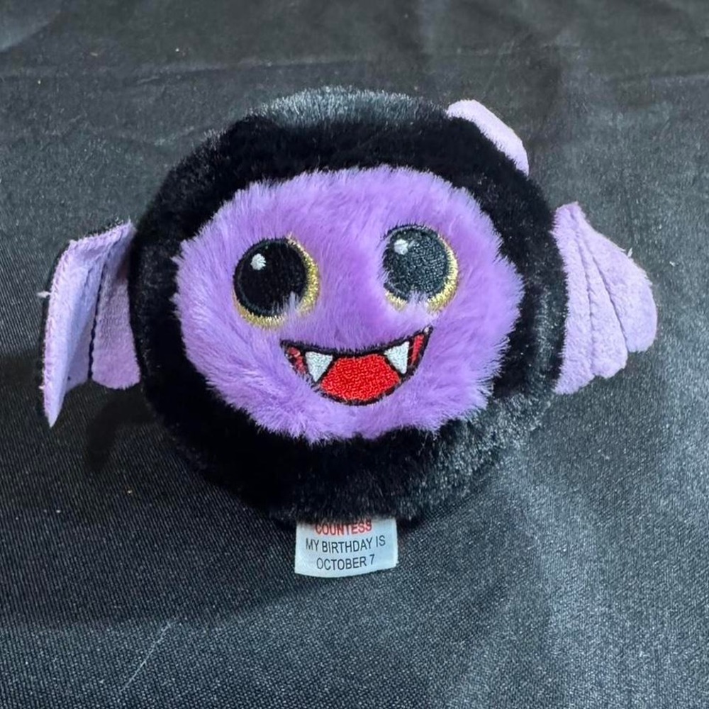 TY‎ Beanie Ball- Purple and black plush Halloween bat